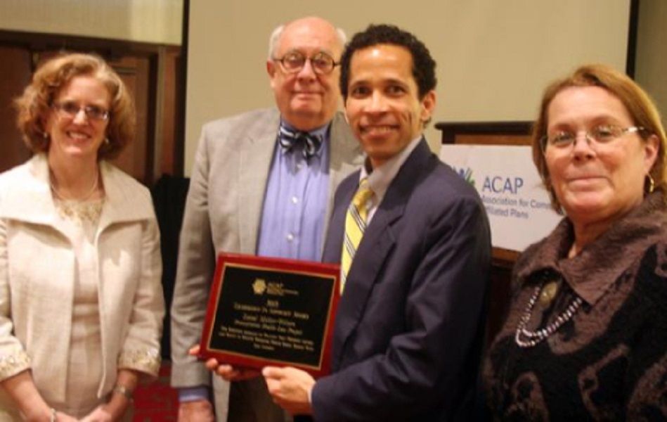 PHLP Executive Director Laval Miller-Wilson is presented with the Leadership in Advocacy Award. Photo courtesy of Association for Community Affiliated Plans (ACAP).