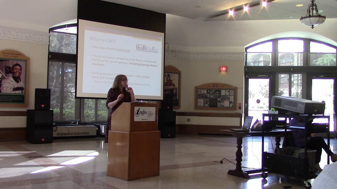 PHLP attorney Amy Lowenstein presenting at Inglis House