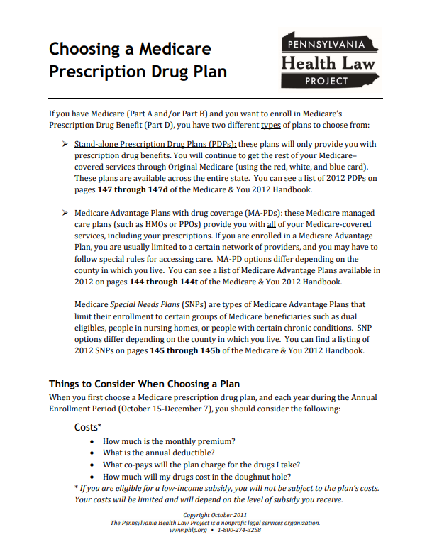 choosing a medicare prescription drug plan 2012 thumbnail