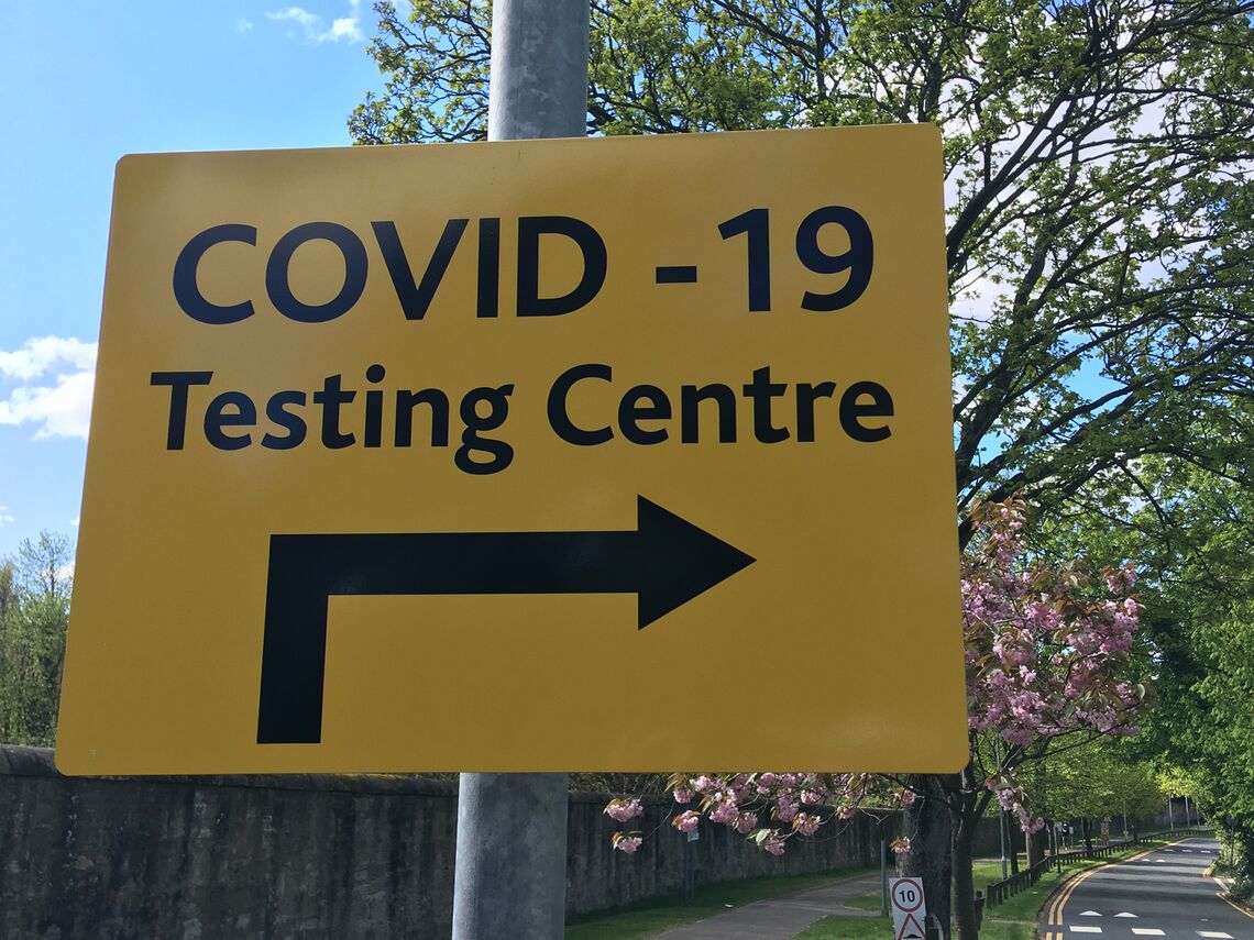 A sign that reads "COVID-19 Testing Centre"