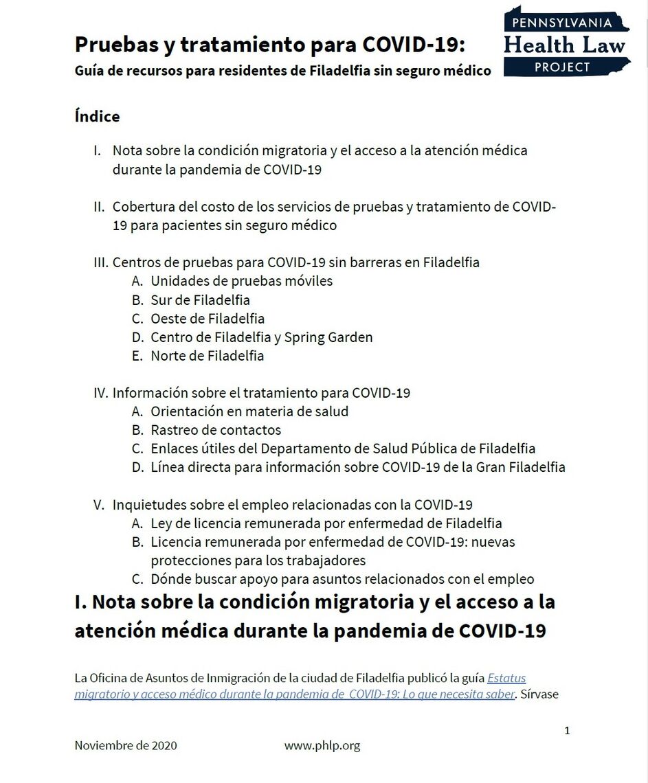 pruebas y tratamiento para covid 19